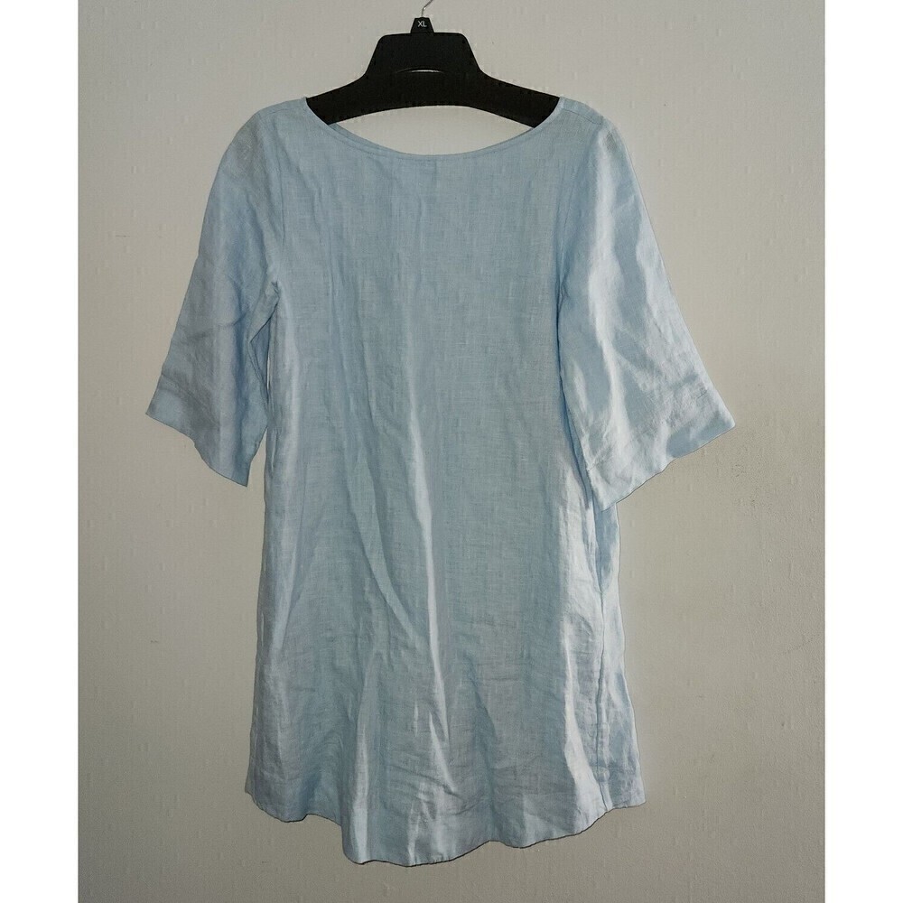 Roberta Roller Rabbit Size XL Pastel Light Blue  Linen Tunic Shift Dress Pockets